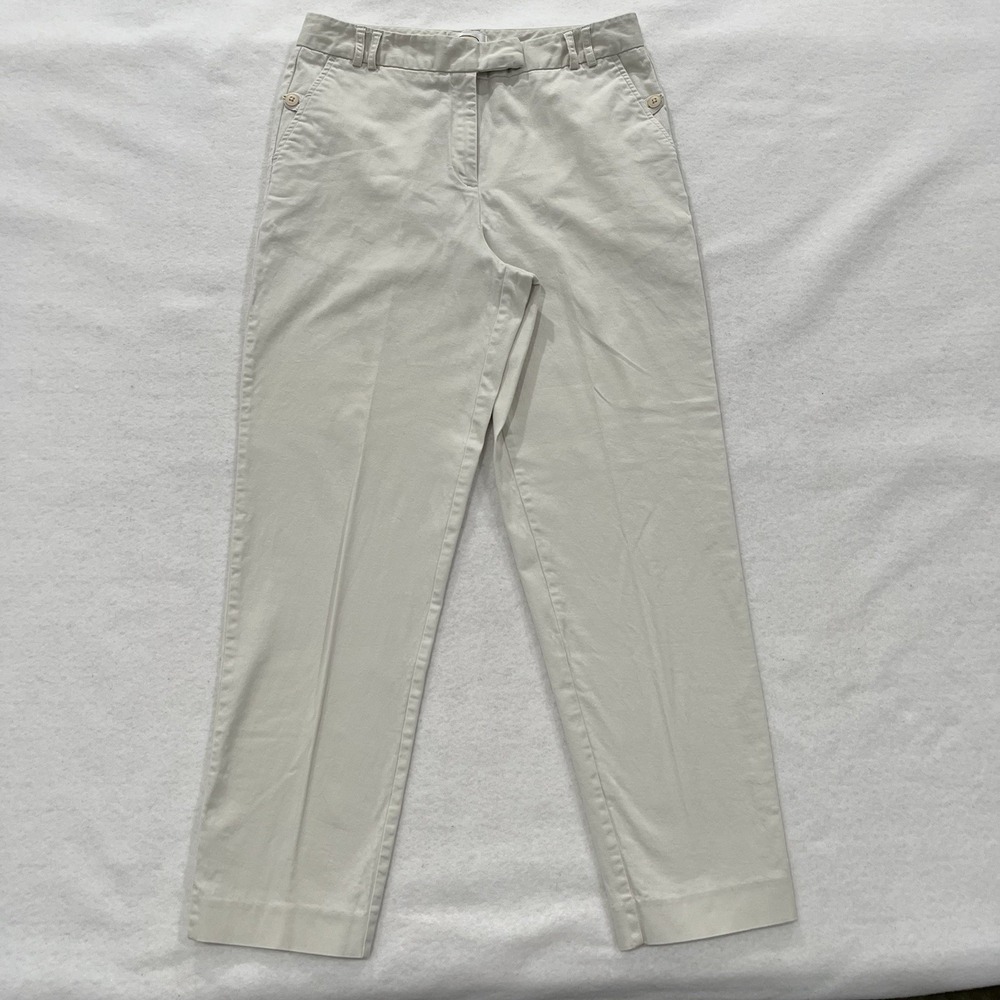 Vintage Talbots Pants Women Sz 12 Beige Cotton Stretch Chino Career Casual